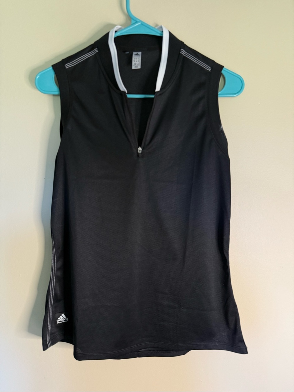 Adidas Women’s Sleeveless Black Golf Polo with Zip Neck